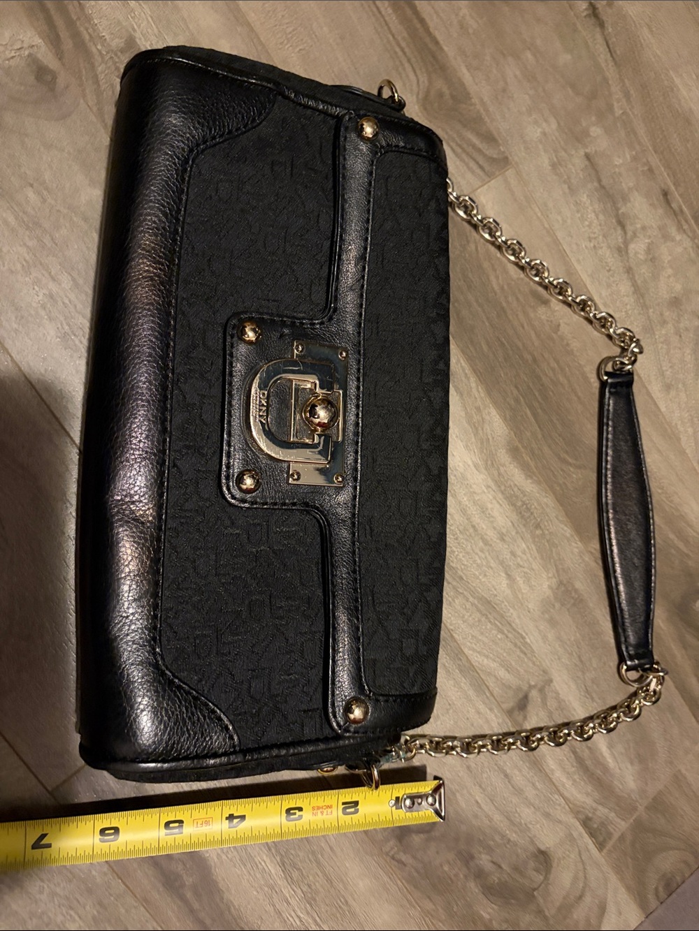 DKNY Black Chain-Handle Shoulder Bag with Turn-Lock Closure - Picture 9 of 9